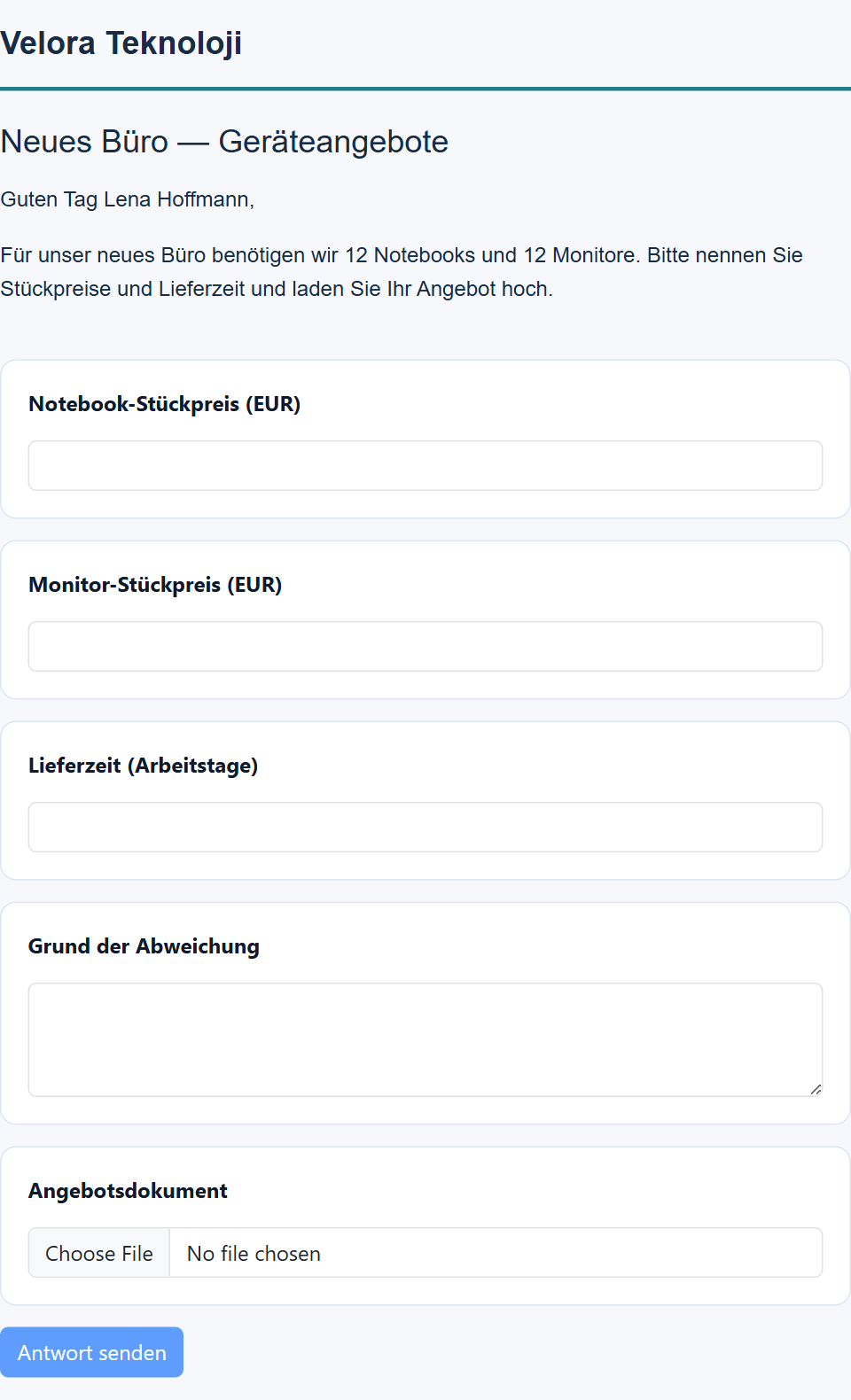 Ansicht mit Beispieldaten